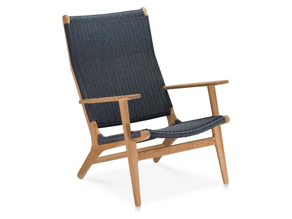 Dover Adirondack Chair Natural Teak w/ Navy Wicker