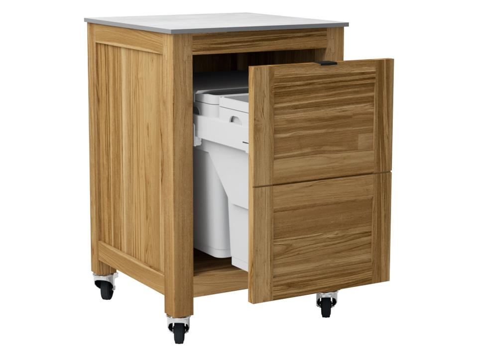 Fresco Ceramic Top Disposal Bin Cabinet on Wheels Taupe