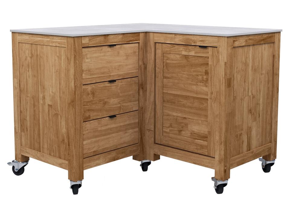 Fresco Ceramic Top Corner Cabinet on Wheels Taupe