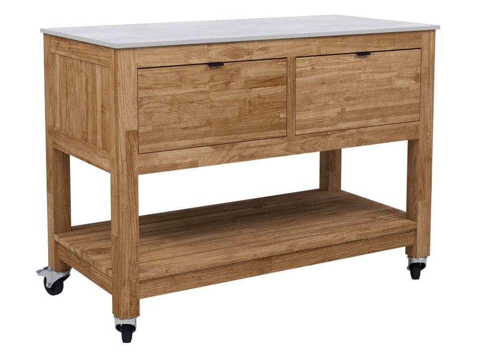 Fresco 2 Drawer Ceramic Top Cabinet w/ Shelf on Wheels Taupe