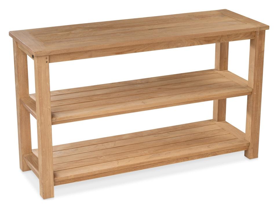 Lakewood Essential Console Table w/ Three Shelves Natural Finish