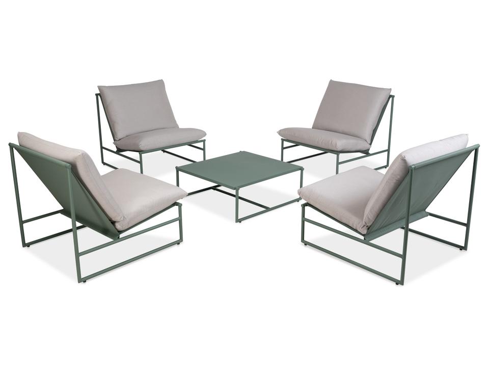 Montauk 5 Piece Club Chair Set Green and Grey