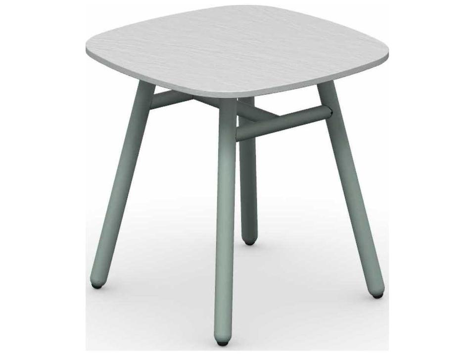 Yo Square End Table in Thyme Green and Slate White
