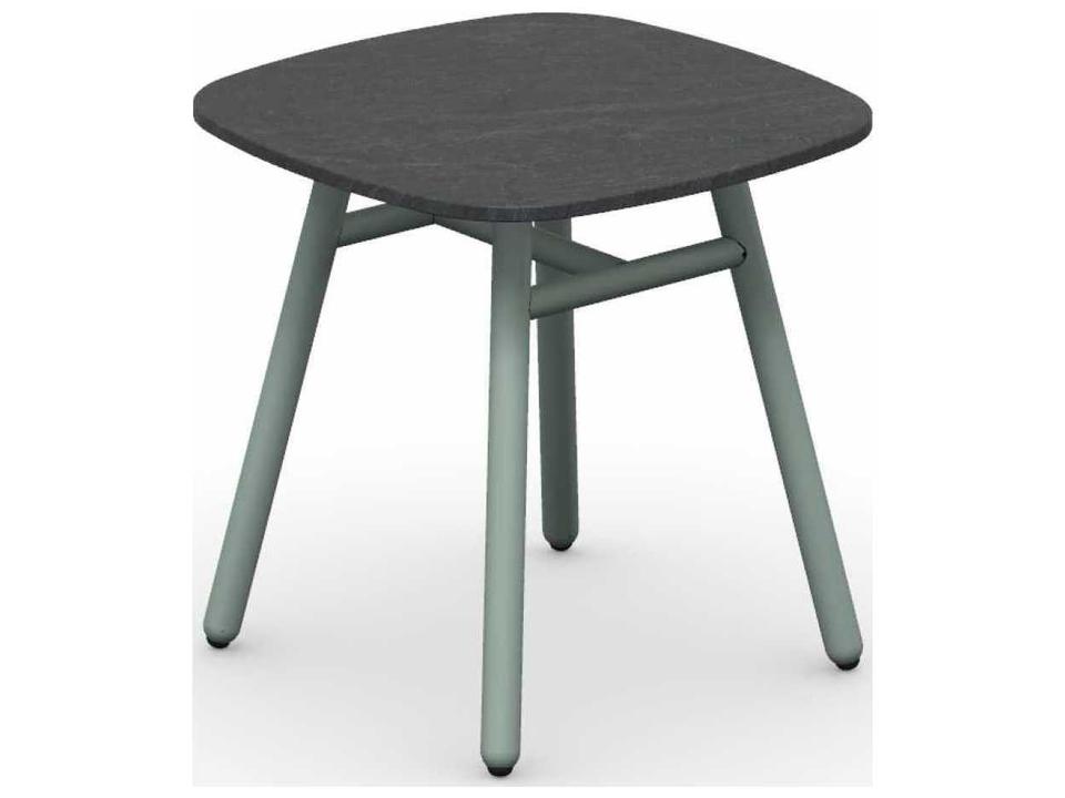 Yo Square End Table Modern Aluminum and Ceramic