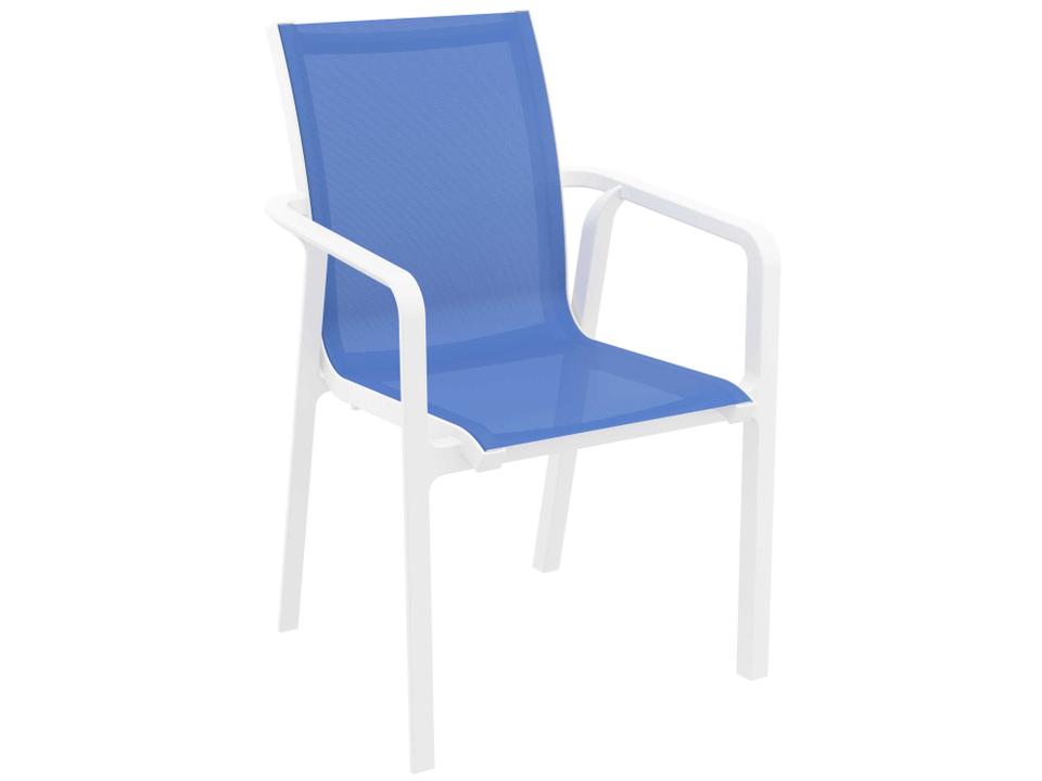 Pacific White Blue Resin Sling Dining Chair