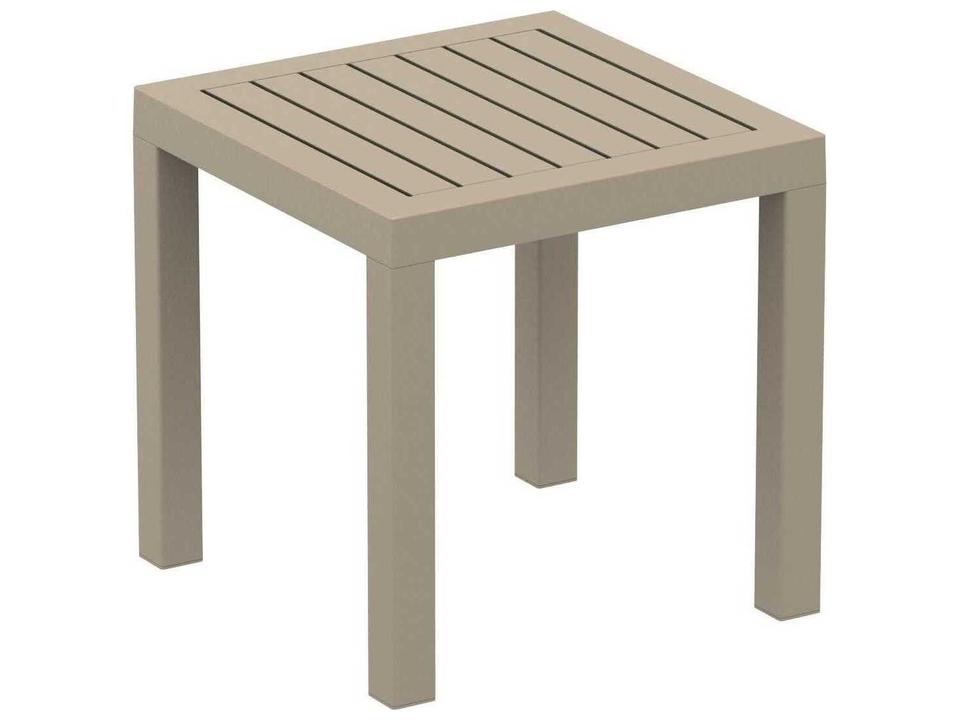 Ocean Square End Table Commercial Grade Resin in Taupe