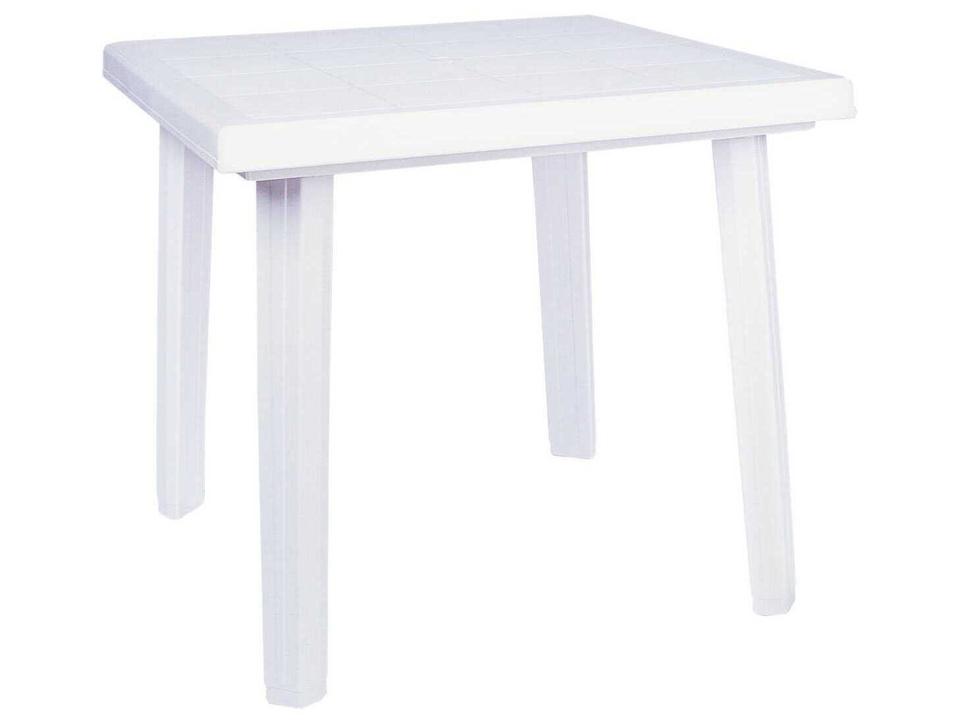 Cuadra White Resin Square Umbrella Hole Dining Table