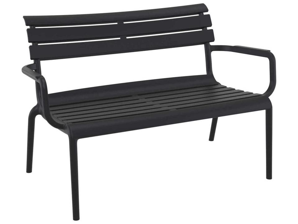 Paris Outdoor Lounge Bench in Black Polypropylene