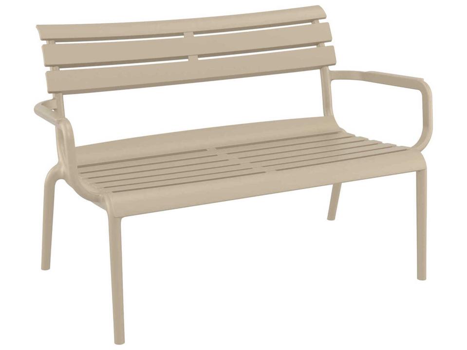 Paris Outdoor Lounge Bench in Taupe Polypropylene