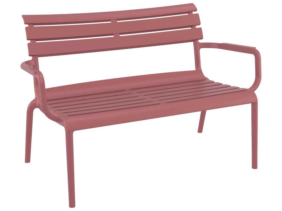 Paris Outdoor Stackable Bench in Marsala Commercial Grade Polypropylene