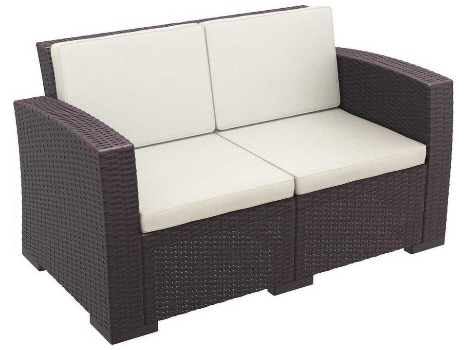 Monaco 2-Seat Resin Wickerlook Outdoor Loveseat in Brown
