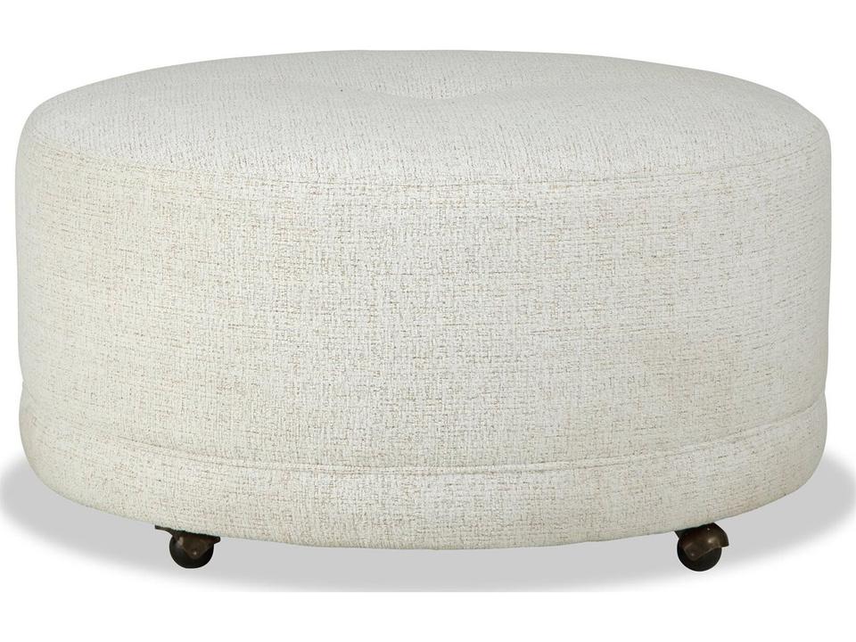 New Traditions Round Cocktail Ottoman with Button Tufting and Casters