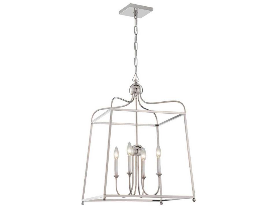 4-Light Sylvan Lantern Chandelier in Polished Nickel