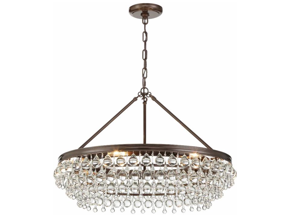 Calypso 6-Light Chandelier in Vibrant Bronze with Clear Glass Drops