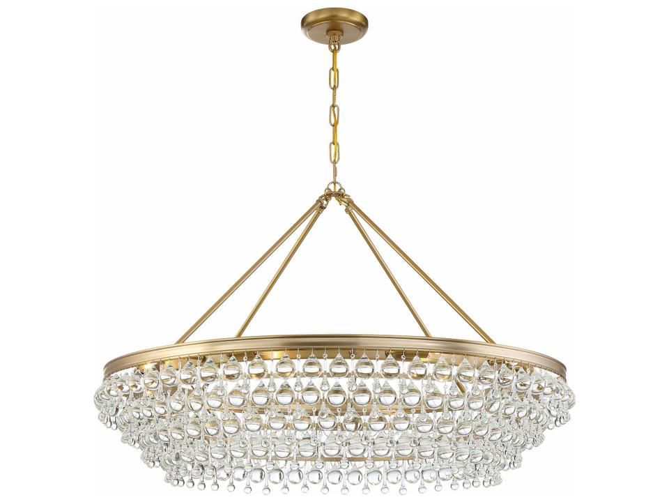 Calypso 8-Light Chandelier with Clear Glass Drops in Vibrant Gold