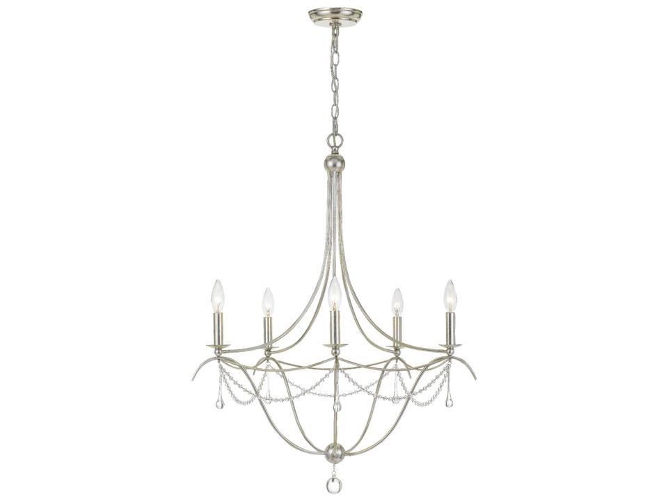Metro 5-Light Chandelier in Antique Silver with Glass Beads