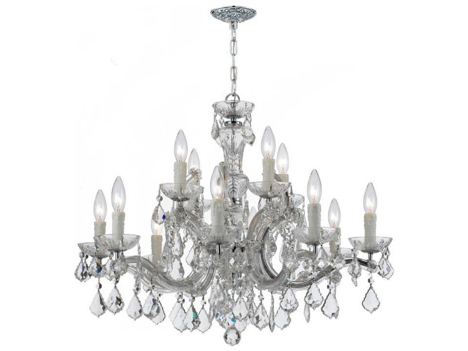 12-Light Maria Theresa Chandelier in Polished Chrome with Hand Cut Crystal