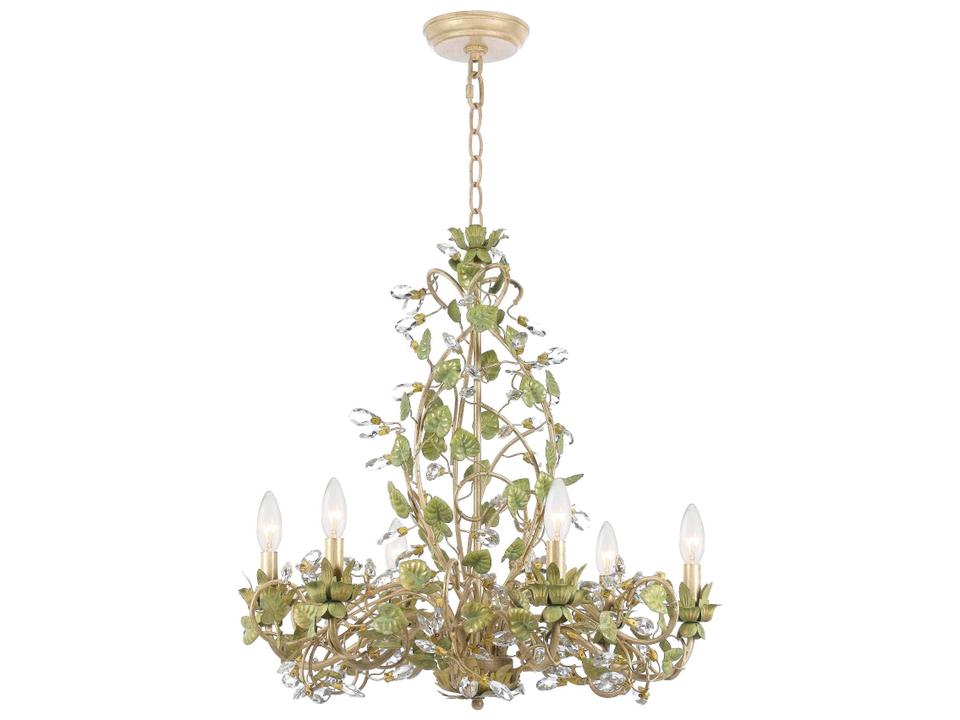 6-Light Josie Chandelier in Champagne Green Tea with Crystal
