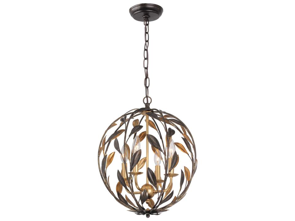 Broche 4-Light Mini Chandelier in English Bronze and Antique Gold