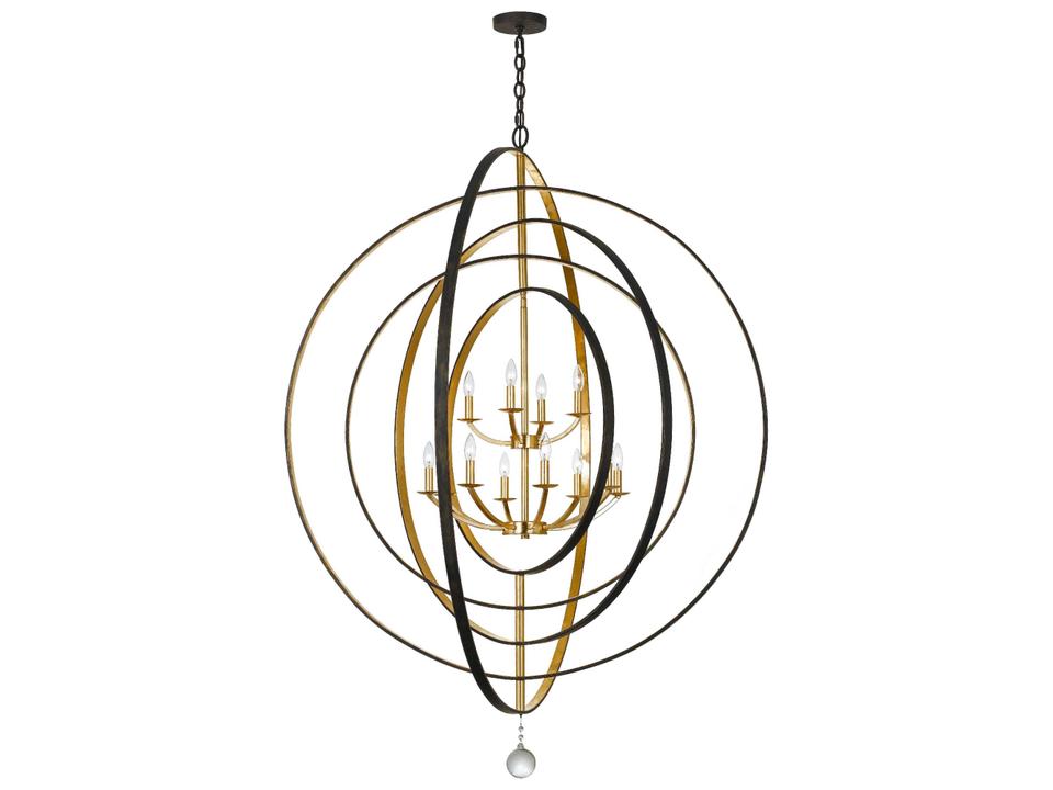 Luna 12-Light Chandelier in English Bronze and Antique Gold