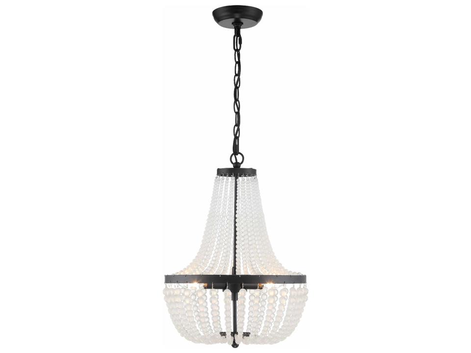 3-Light Rylee Chandelier in Matte Black with Glass Beads