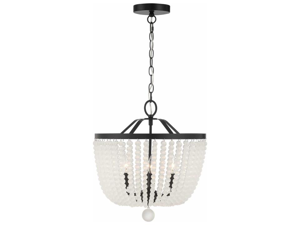 Rylee 4-Light Chandelier with Frosted Glass Beads in Matte Black