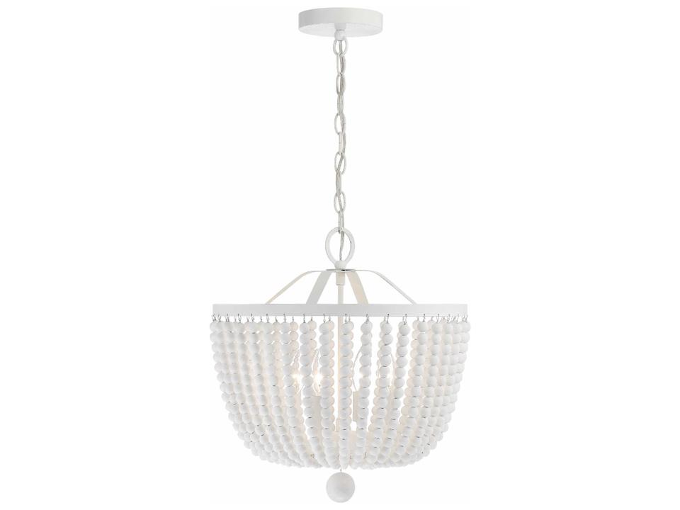 Rylee 4-Light Transitional Chandelier with Matte White Wood Beads