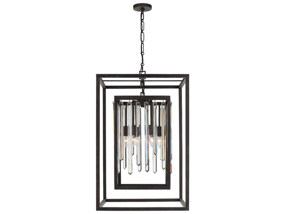 Hollis 6-Light Chandelier with Organic Cut Crystal in Forged Bronze