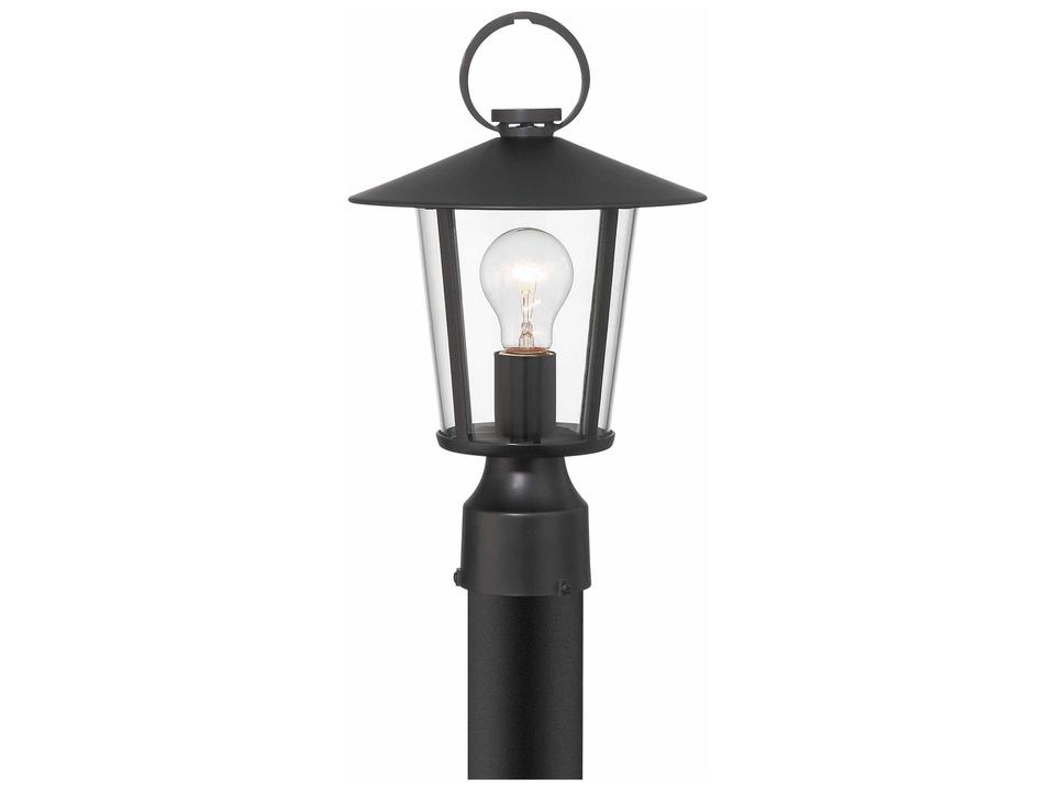 Andover 1-Light Outdoor Post Light with Clear Glass in Matte Black