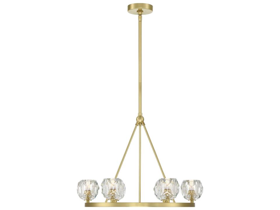 Aragon 6-Light LED Chandelier in Soft Brass with Faceted Crystal