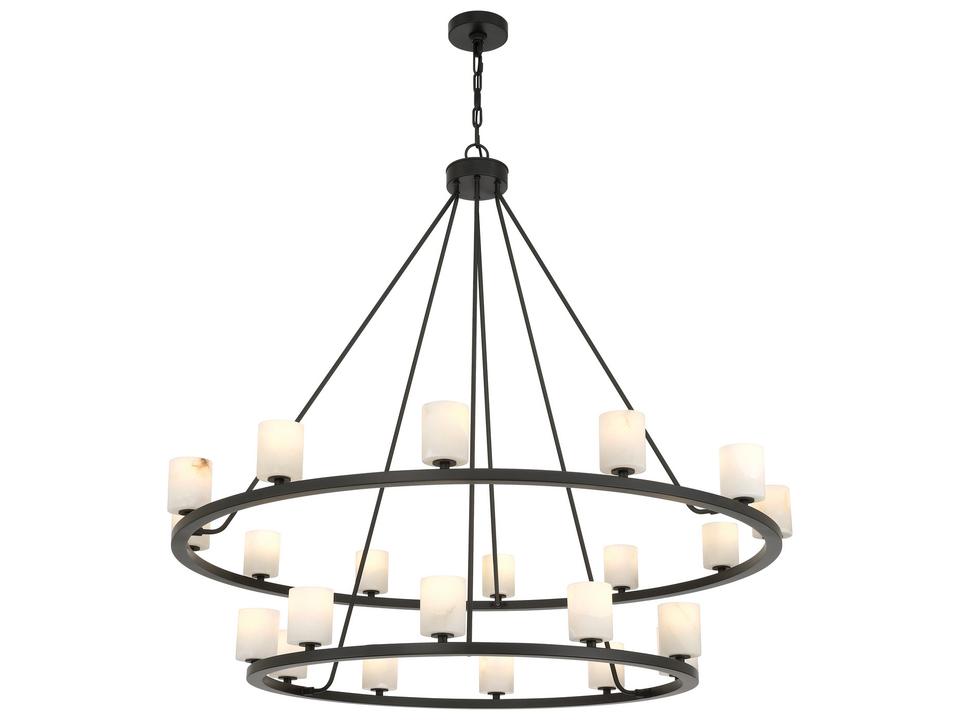 Aragon 22-Light LED Chandelier in Matte Black with Alabaster