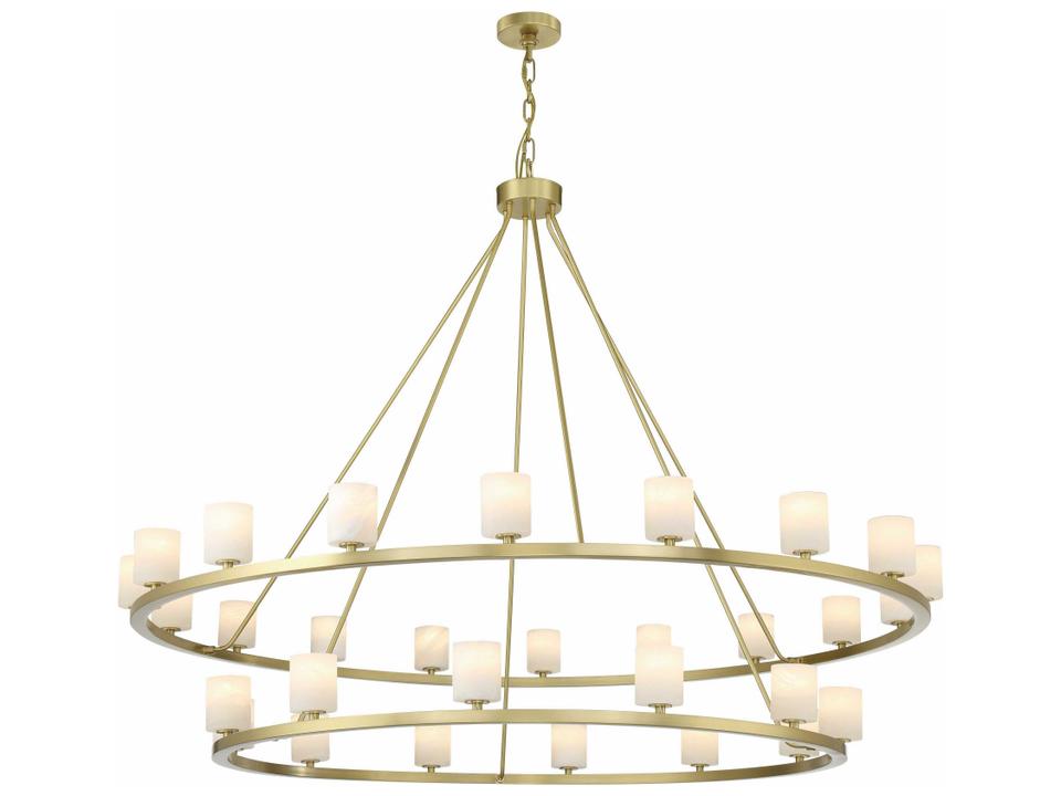 30-Light Aragon Chandelier in Soft Brass with Alabaster Shades