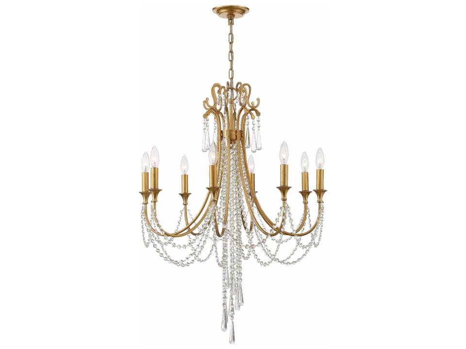 Arcadia 8-Light Chandelier in Antique Gold with Hand Cut Crystals