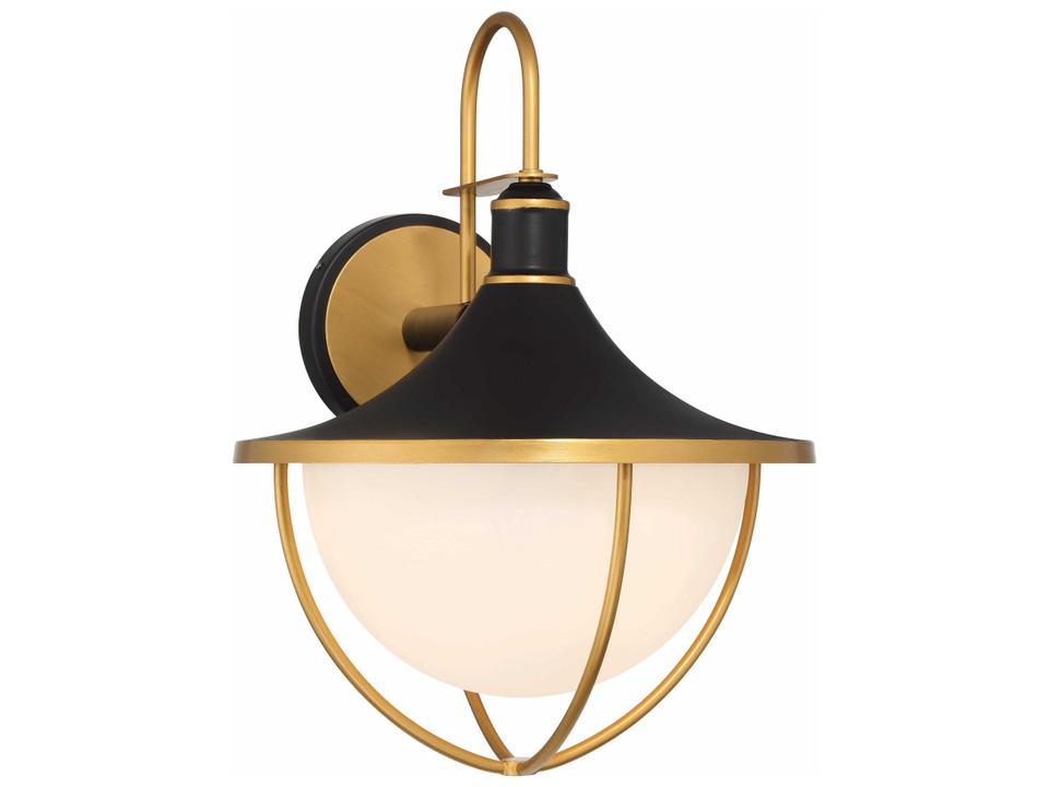 Atlas 3-Light Outdoor Wall Sconce in Matte Black and Textured Gold