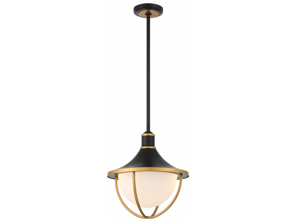 Atlas 3-Light Outdoor Hanging Light in Matte Black and Textured Gold