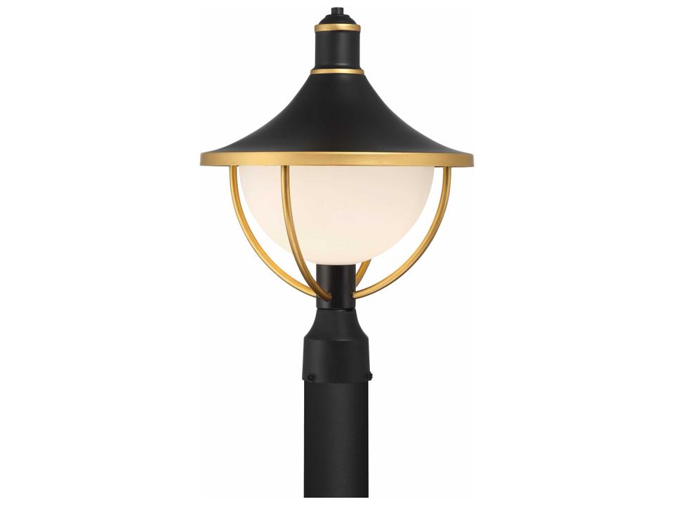 Atlas 1-Light Outdoor Post Light in Matte Black and Textured Gold