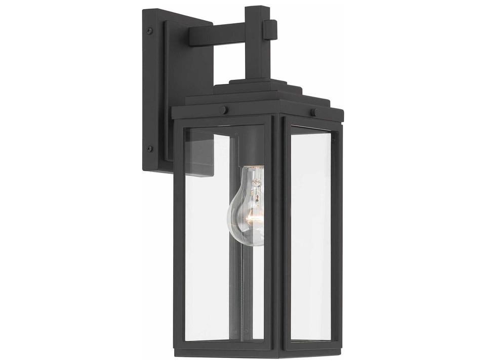 Byron 1-Light Outdoor Wall Lantern in Matte Black