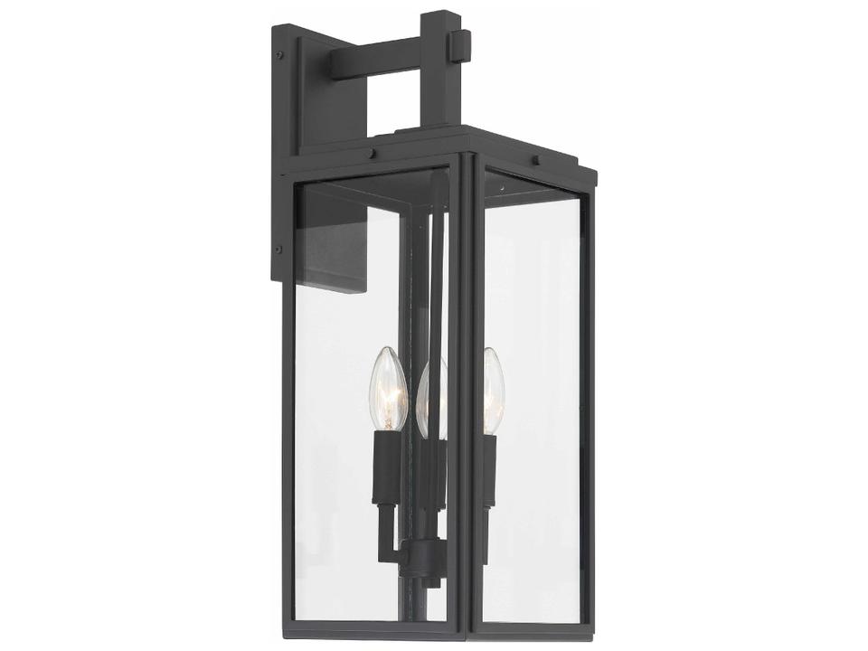 Byron 3-Light Outdoor Wall Sconce in Matte Black