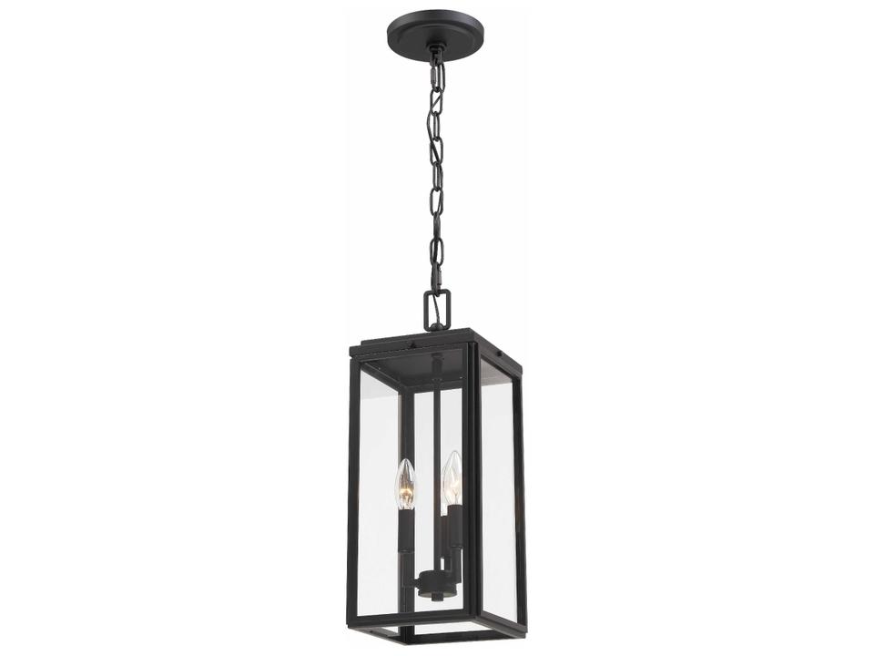 Byron 3-Light Outdoor Hanging Light in Matte Black