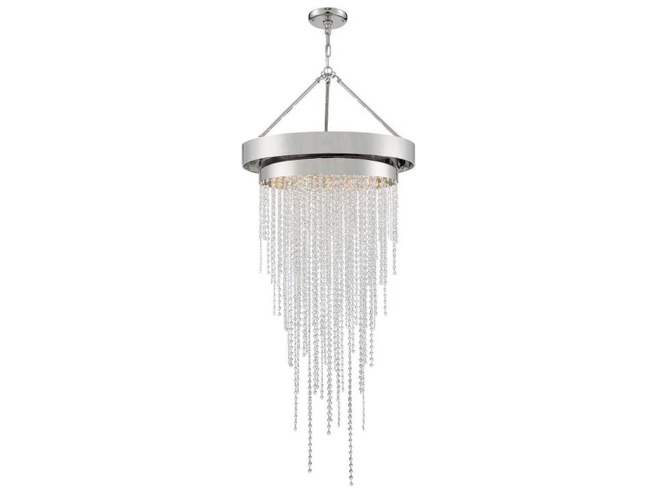 Clarksen 6-Light Chandelier with Hand Cut Crystal in Polished Nickel