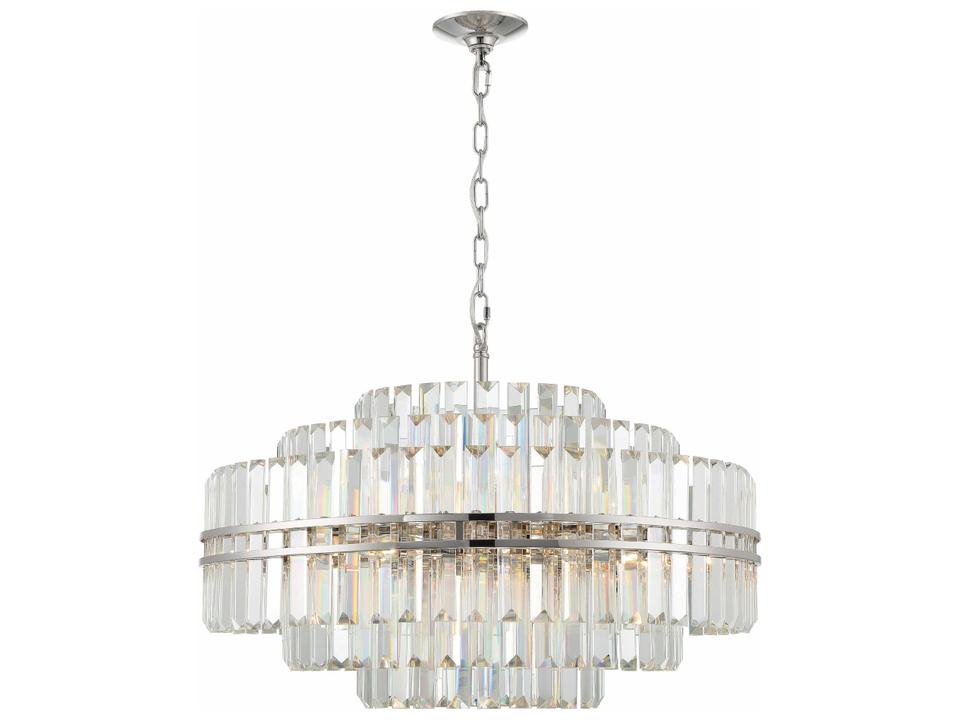 16-Light Hayes Chandelier in Polished Nickel with Faceted Crystal