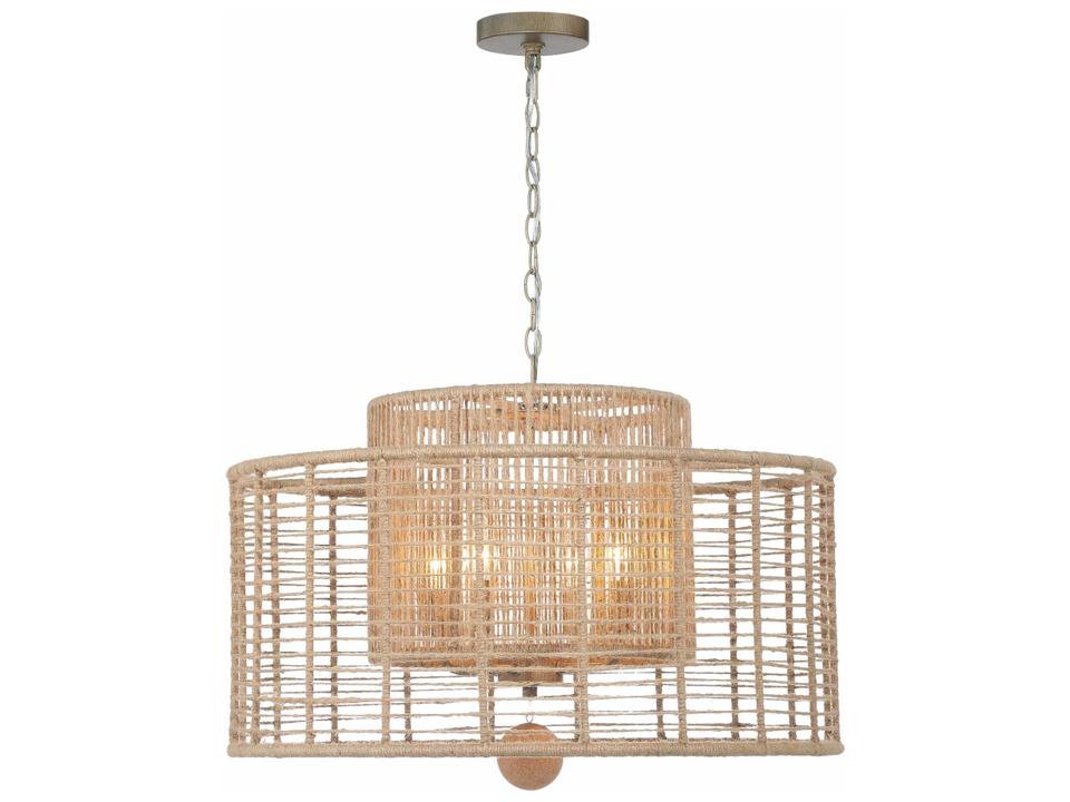 4-Light Jayna Chandelier in Burnished Silver with Jute