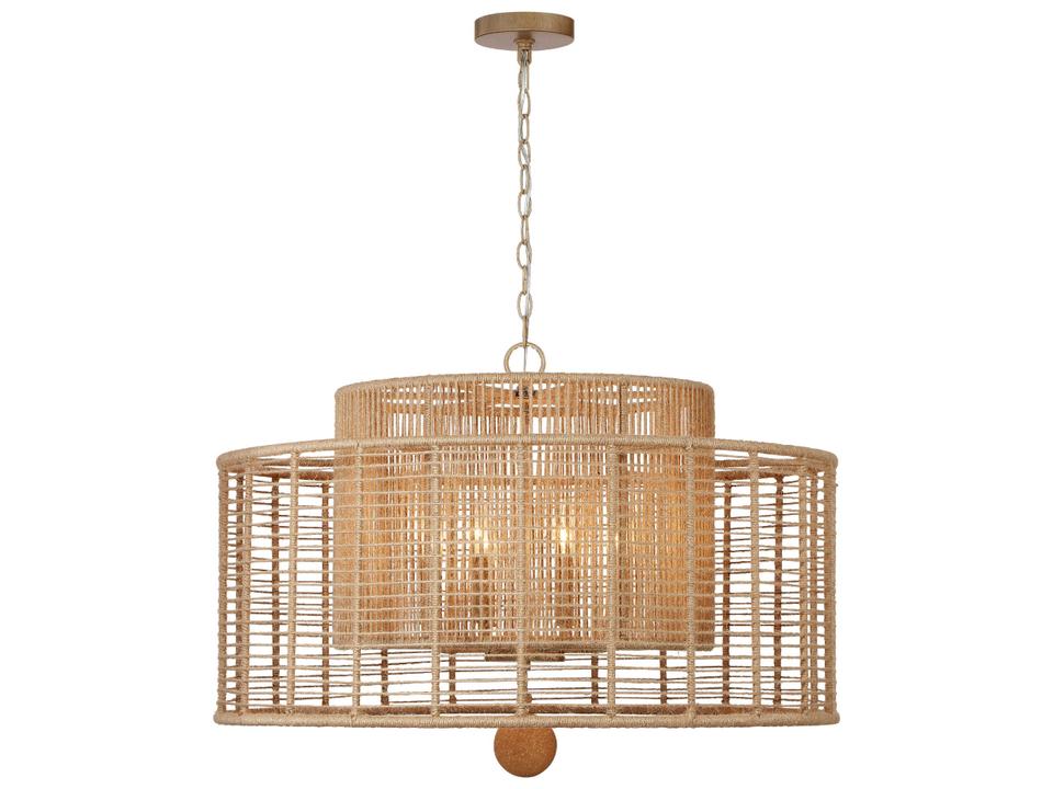 8-Light Jayna Chandelier in Burnished Silver with Jute Accents