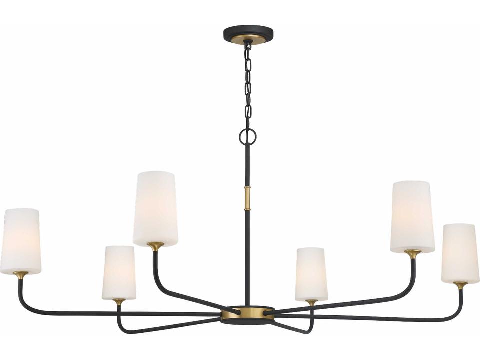6-Light Niles Chandelier in Black Forged and Modern Gold