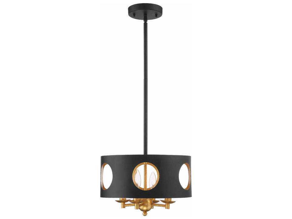 Odelle 4-Light Black Drum Chandelier