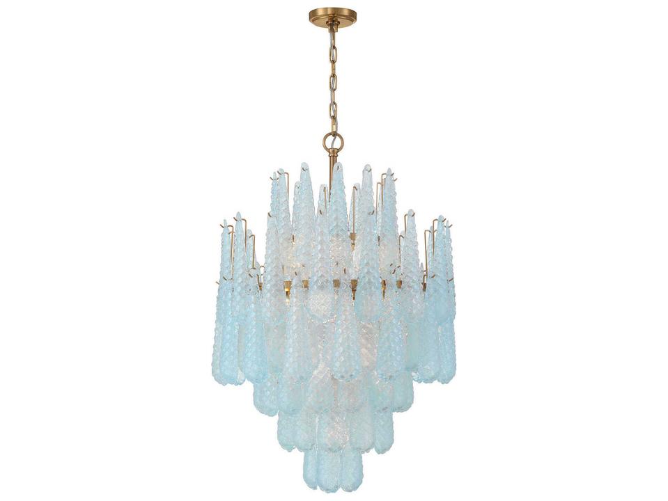16-Light Ollie Chandelier in Aged Brass with Sand Glass