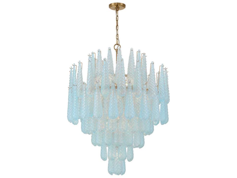21-Light Ollie Chandelier in Aged Brass with Blue Sand Glass