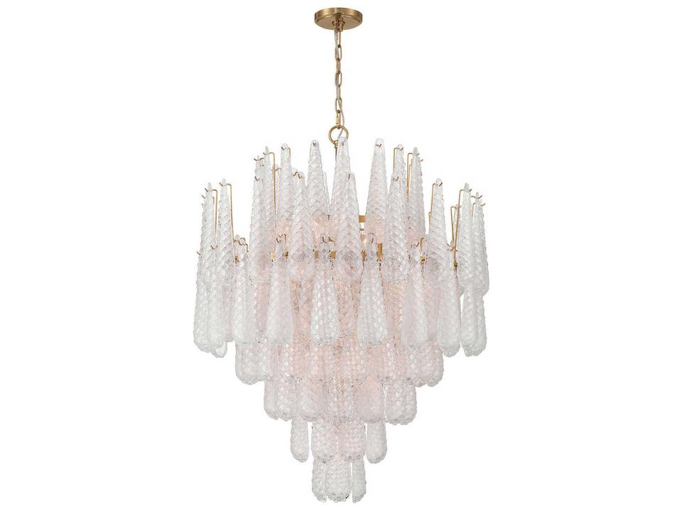 Ollie 21-Light Chandelier with Sand Clear Glass in Aged Brass