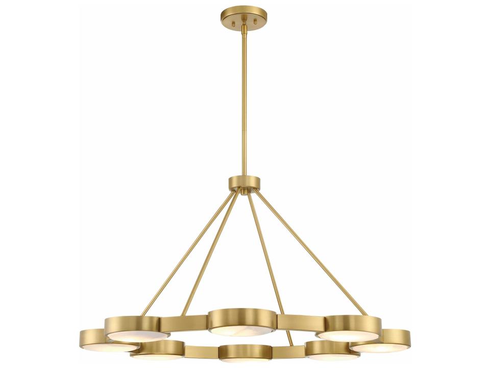 8-Light Orson Chandelier in Modern Gold with Alabaster Stone