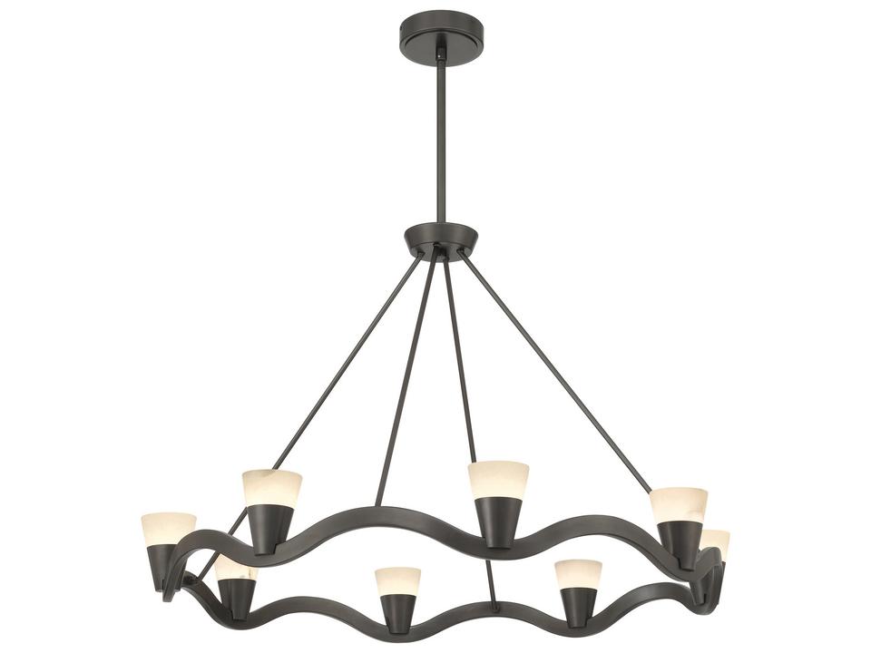 Vance 8-Light LED Chandelier in Bronze Noir with Alabaster Shades
